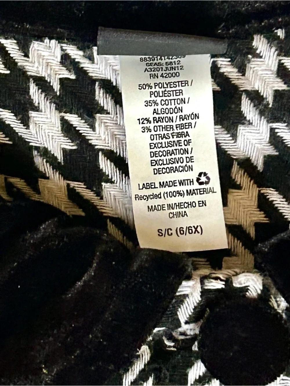 Girls Holiday Edition Houndstooth Pea Coat – Size 6/6X